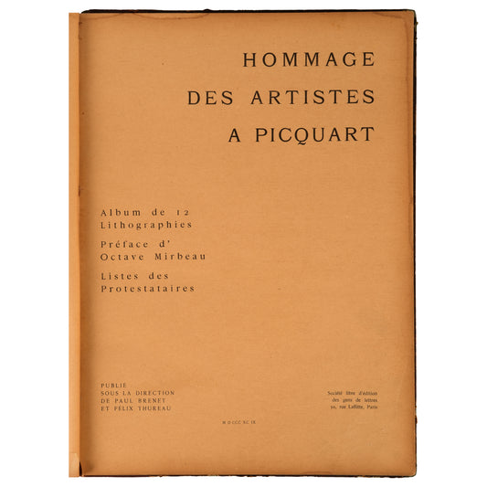 Hommage des Artistes à Picquart, Album de 12 Lithographies, 1899