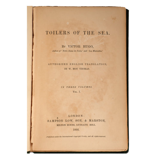 Victor Hugo, Toilers of the Sea 1866 — İlk İngilizce Baskı