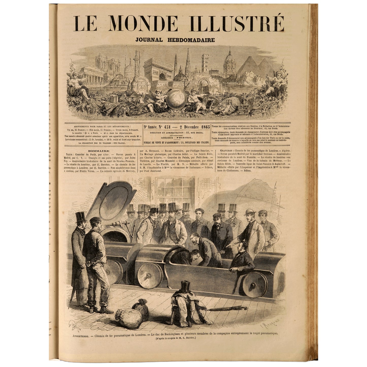 Le Monde Illustré, 1865, iki yarıyıl cildi (Tome XVI–XVII), Paris