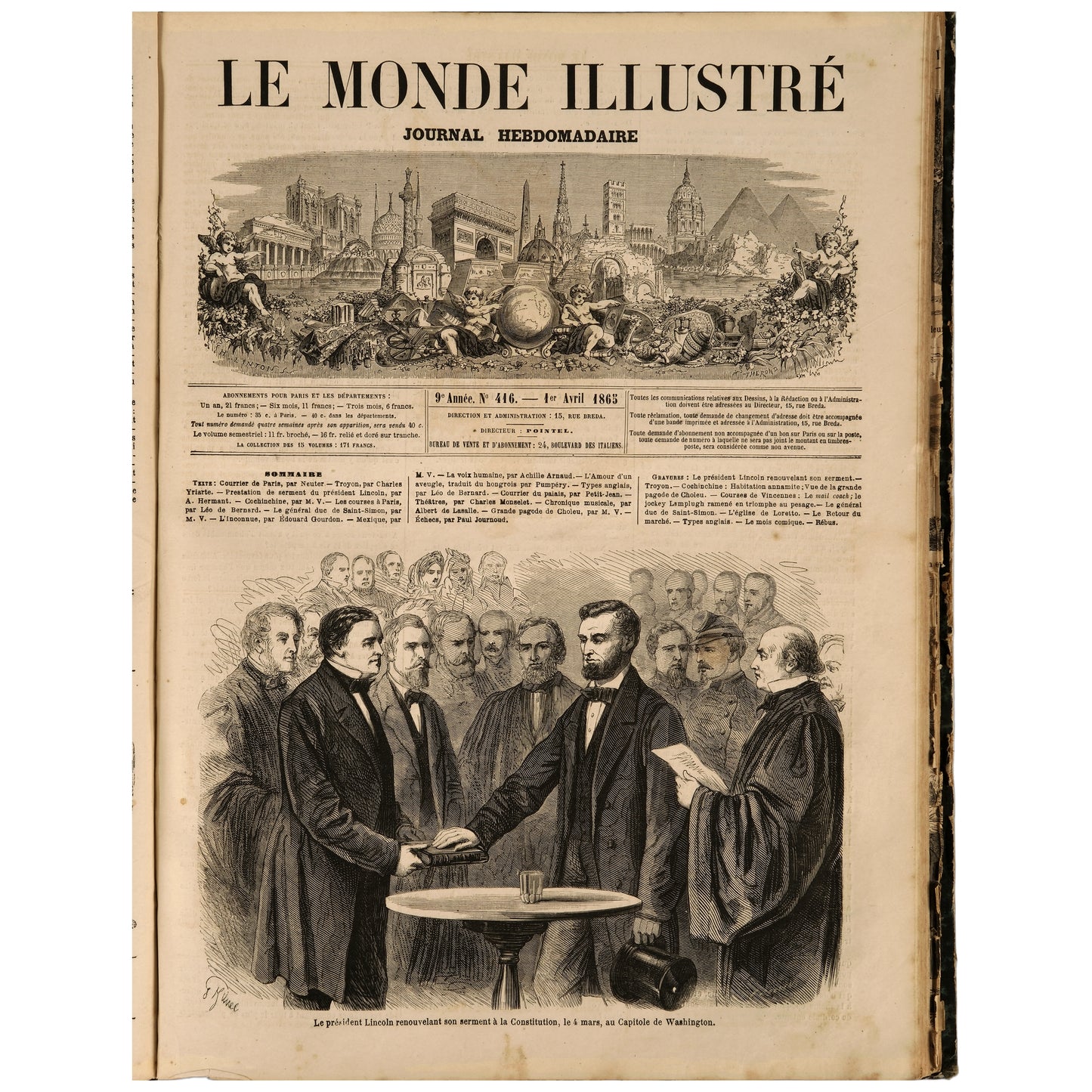 Le Monde Illustré, 1865, iki yarıyıl cildi (Tome XVI–XVII), Paris