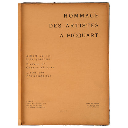 Hommage des Artistes à Picquart, Album de 12 Lithographies, 1899