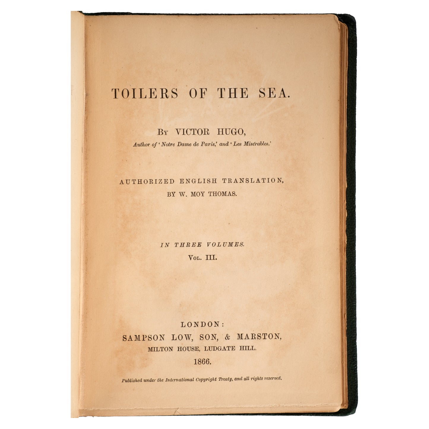 Victor Hugo, Toilers of the Sea 1866 — İlk İngilizce Baskı