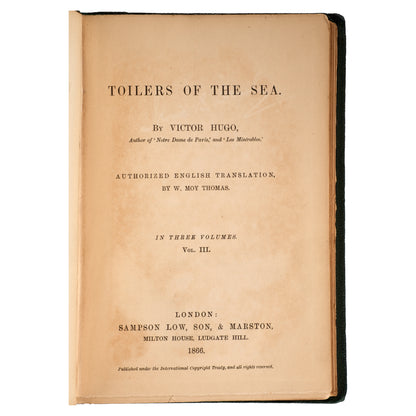 Victor Hugo, Toilers of the Sea 1866 — İlk İngilizce Baskı