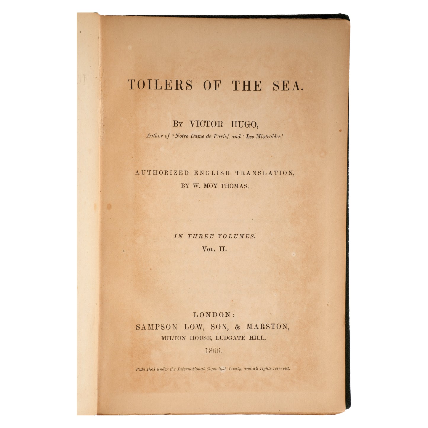 Victor Hugo, Toilers of the Sea 1866 — İlk İngilizce Baskı